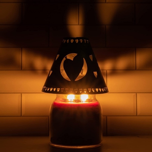 Black Metal Heart Decorative Tin Candle Shade (16 oz. & Larger Jar) - Picture 6 of 6